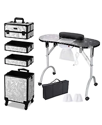 Byootique Folding Manicure Nail Table 4in1 Rolling Makeup Train Case Cb Dusk
