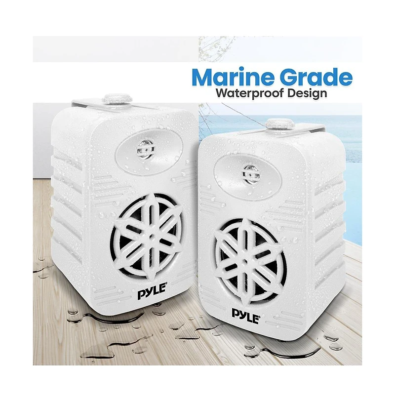 Pyle PDWR45WT 4” 2-Way Waterproof Indoor/Outdoor Speaker System - 300W, White, Pair
