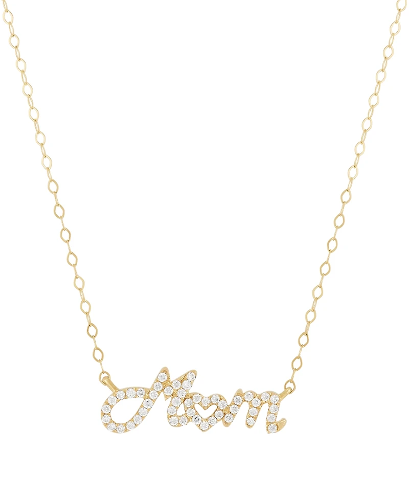 Diamond Mom Heart 18" Pendant Necklace (1/5 ct. t.w.) in 14k Gold-Plated Sterling Silver