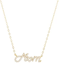Diamond Mom Heart 18" Pendant Necklace (1/5 ct. t.w.) in 14k Gold-Plated Sterling Silver