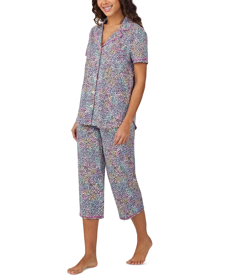 Cuddl Duds Women's Short-Sleeve Cropped Pajama Set
