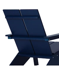 Outdoor 4-Piece Hdpe Modern Adirondack Chairs Set with Folding Patio Ottomans and Cup Holder