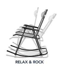 Best Choice Products Folding Outdoor Zero Gravity Rocking Lounge Chair w/ Headrest Pillow