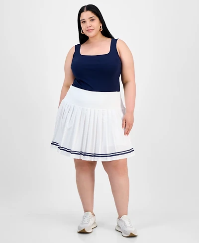 Full Circle Trends Trendy Plus Size Pleated Pull-On Skort