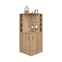 norwich Bar Cabinet, 2 Doors, 8 Wine Bottle Compartments, Natural Oak