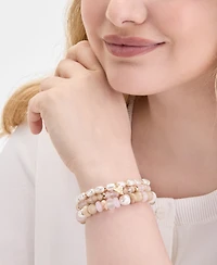 On 34th Gold-Tone 3-Pc. Set Mixed Bead Stretch Bracelets, Exclusively at Macy's