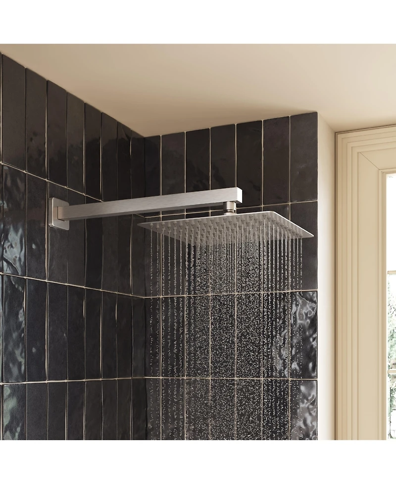 Square Wall-Mounted Shower Arm - 304 Stainless Steel, Universal 1/2" Npt Thread, Corrosion-Resistant, Easy Install, with Decorative Cover