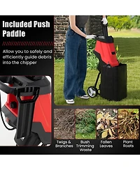 15-amp Electric Wood Chipper and Shredder Leaf Mulcher with Wheels
