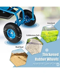 Rolling Garden Cart with Height Adjustable Swivel Seat and Storage Basket