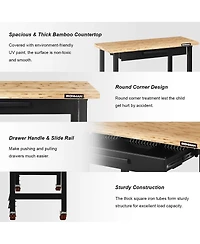 Mobile Workbench with Lockable Casters for Home Work Use