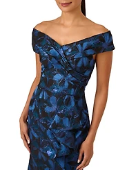 Adrianna Papell Women's Jacquard Off-The-Shoulder Gown