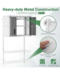 Metal Wall Cabinet with Lock and 3 Adjustable Shelves