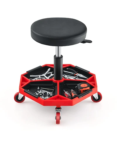 330 Lbs Capacity Pneumatic Rolling Mechanic Stool with Padded Seat