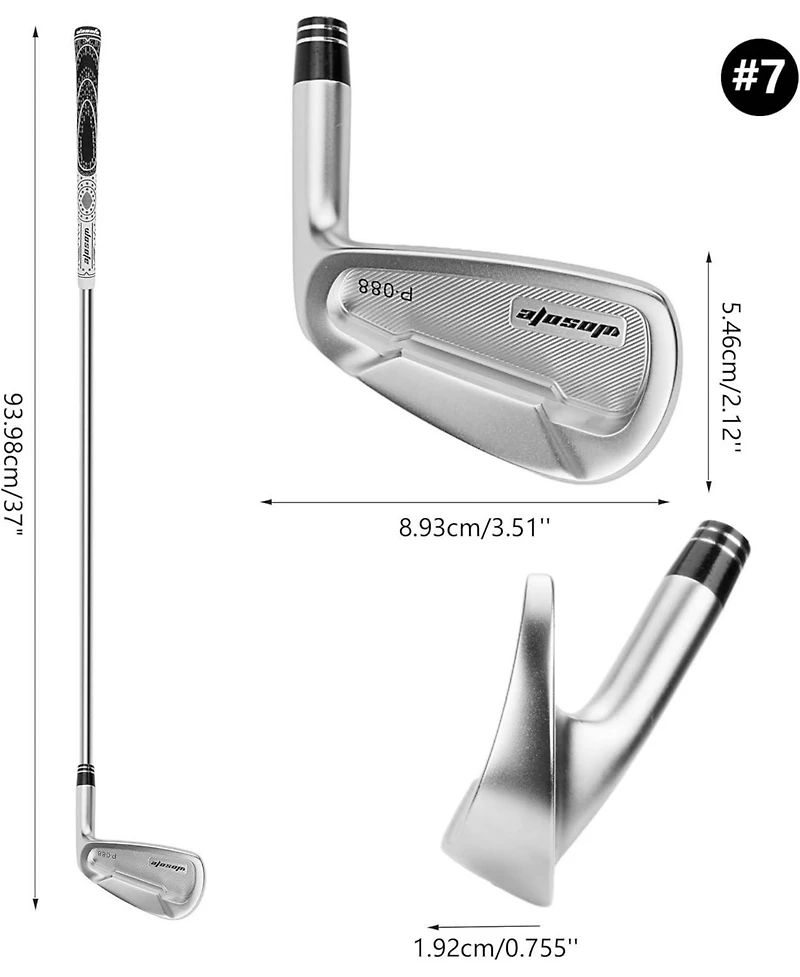 Wosofe 7 Iron Golf Club for Adult Men Women Iron with Steel Shaft for Golfers Stiff Flex Single Iron）