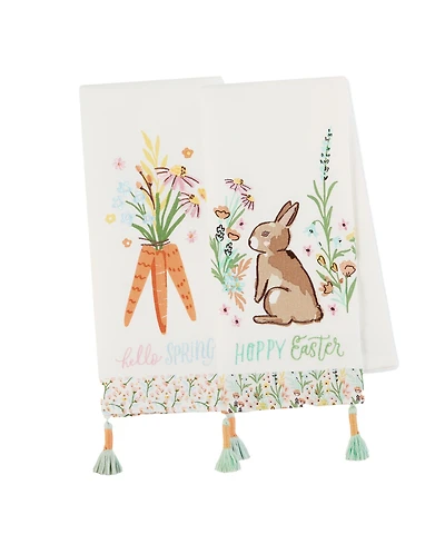 Design Imports Spring Bunny Cotton Dishtowels Set, 18"x28"