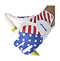 Wosofe Golf Gloves Men's Left Hand Cabretta Leather with Score Counter Usa Flag White Soft Breathable Professional Mini