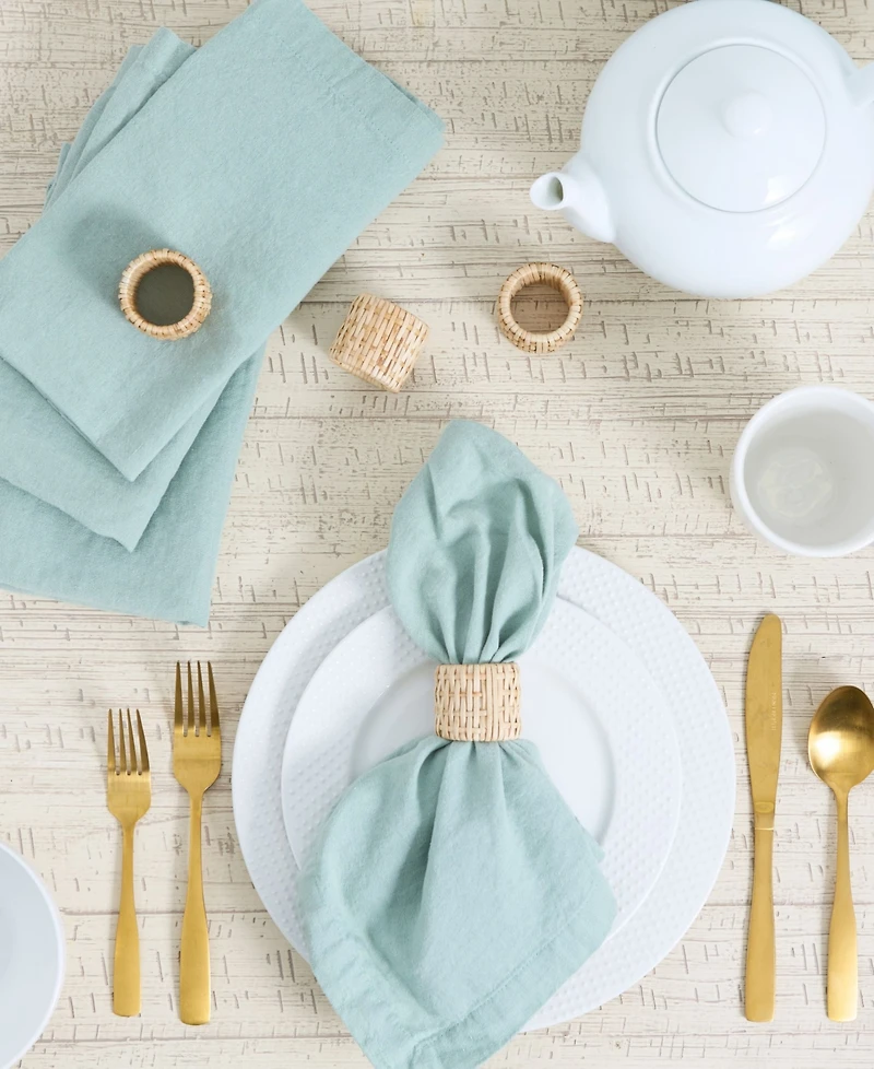 Design Imports Rattan Napkin Ring, Set of 4