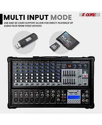 5 Core Audio Mixer 4800W Powered 12 Channel 240V Mixer System Usb MP3 Bluetooth Sd readers Digital Lcd Display