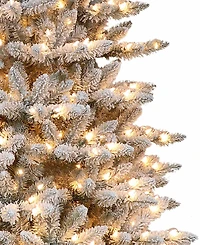 Puleo 6.5FT Pre-Lit Flocked Slim Fraser Fir Artificial Christmas Tree