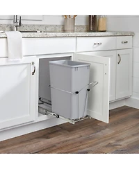 Rev-a-Shelf 32 qt. Universal Waste Container with Rear Basket, Rukd-1432RB-1