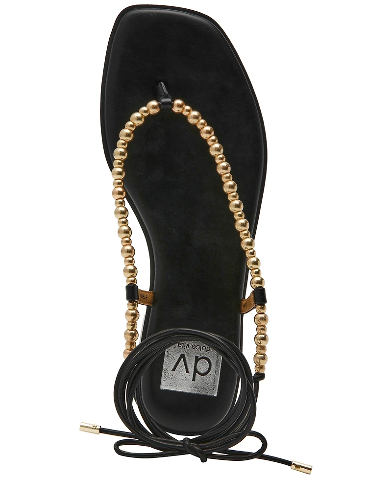 Dv Dolce Vita Women's Mirielle Beaded Lace-Up Gladiator Flat Sandals