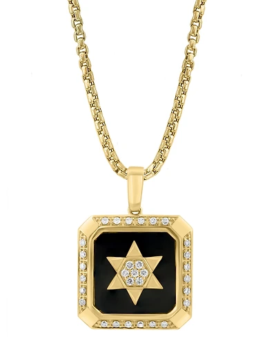 Effy Men's Onyx & Diamond Star Inlay Square 22" Pendant Necklace in 14k Gold