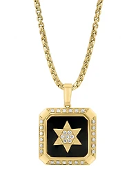 Effy Men's Onyx & Diamond Star Inlay Square 22" Pendant Necklace in 14k Gold