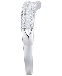 Diamond Baguette & Round Chevron Ring (1/3 ct. t.w.) 14k White Gold