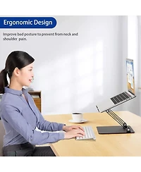 LS10 Aluminum Laptop Stand, Ergonomic Adjustable Notebook Riser Holder Computer Stand Compatible with Air, Pro, Dell, Hp, Lenovo More 10-14" Laptops