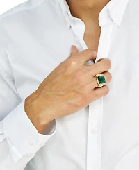 Effy Men's Malachite & Diamond Accent Cushion Textured Ring in 14k Gold