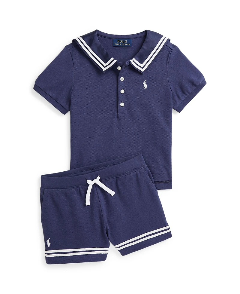 Polo Ralph Lauren Toddler and Little Girls Striped Stretch Mesh Shorts
