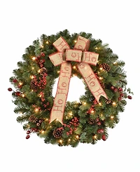 Puleo International 30 inch Prelit Premium Decorated wreath with 70 Clear Incandescent Lights