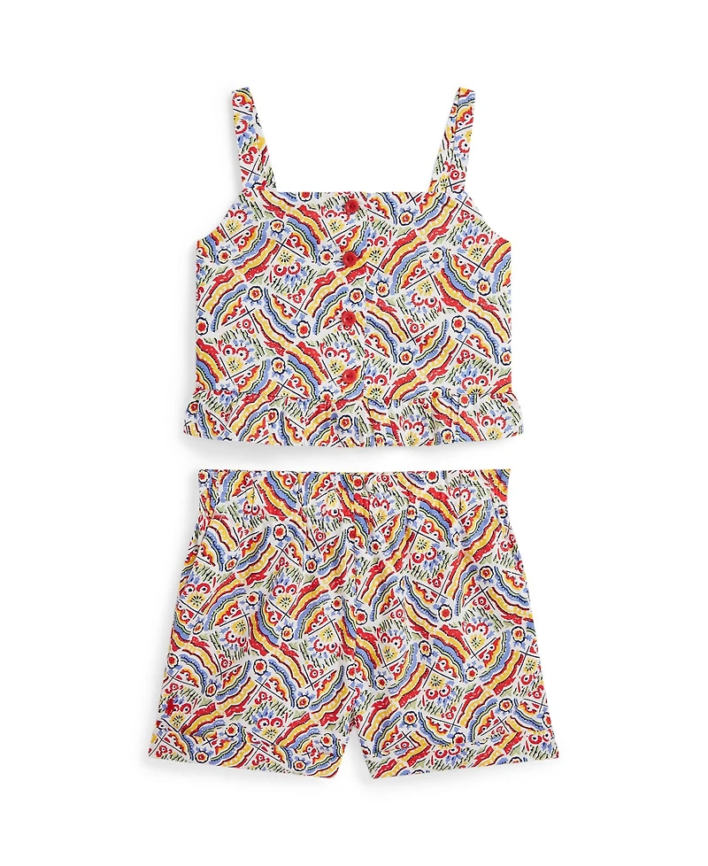 Polo Ralph Lauren Toddler and Little Girls 2-Piece Riviera-Print Top Short Set
