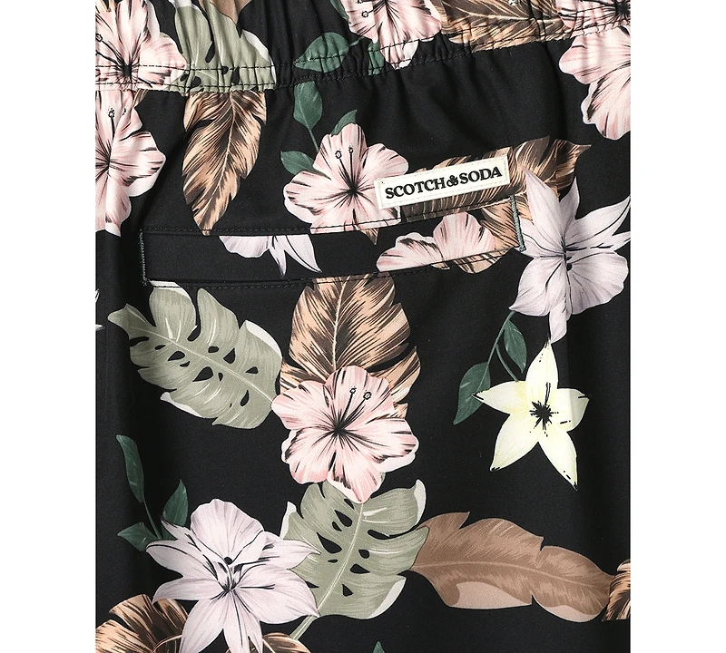 Scotch & Soda Men's Nostalgia Floral-Print Drawstring Swim Trunks
