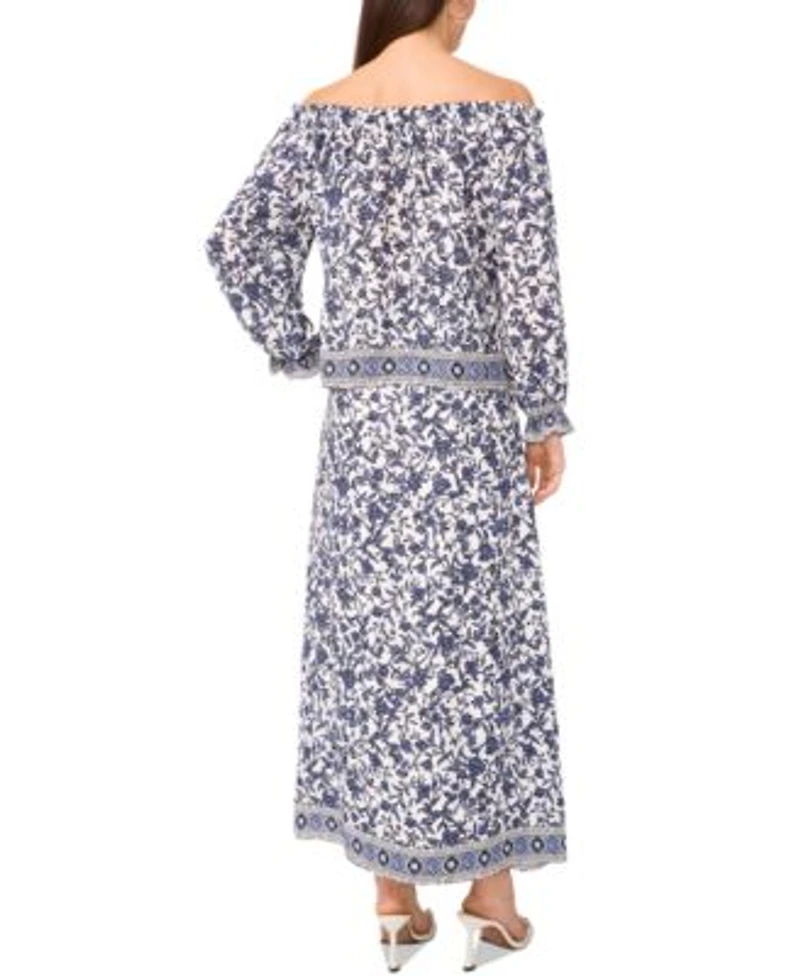 Sam Jess Womens Floral Print Off The Shoulder Top Maxi Skirt