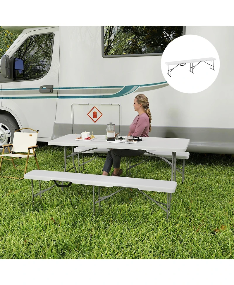 Outsunny 2 Pack 6 ft. Plastic Folding Benches,