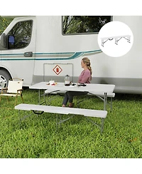 Outsunny 2 Pack 6 ft. Plastic Folding Benches,