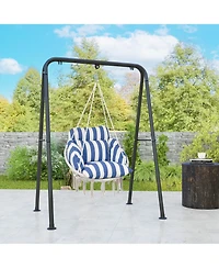 Outsunny Hanging Hammock Chair with Cushion, Macrame Swing Chair, Dark