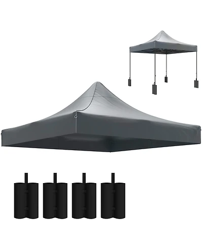 Outsunny 10' x Pop up Canopy Replacement Top with Weight Bags, Multi