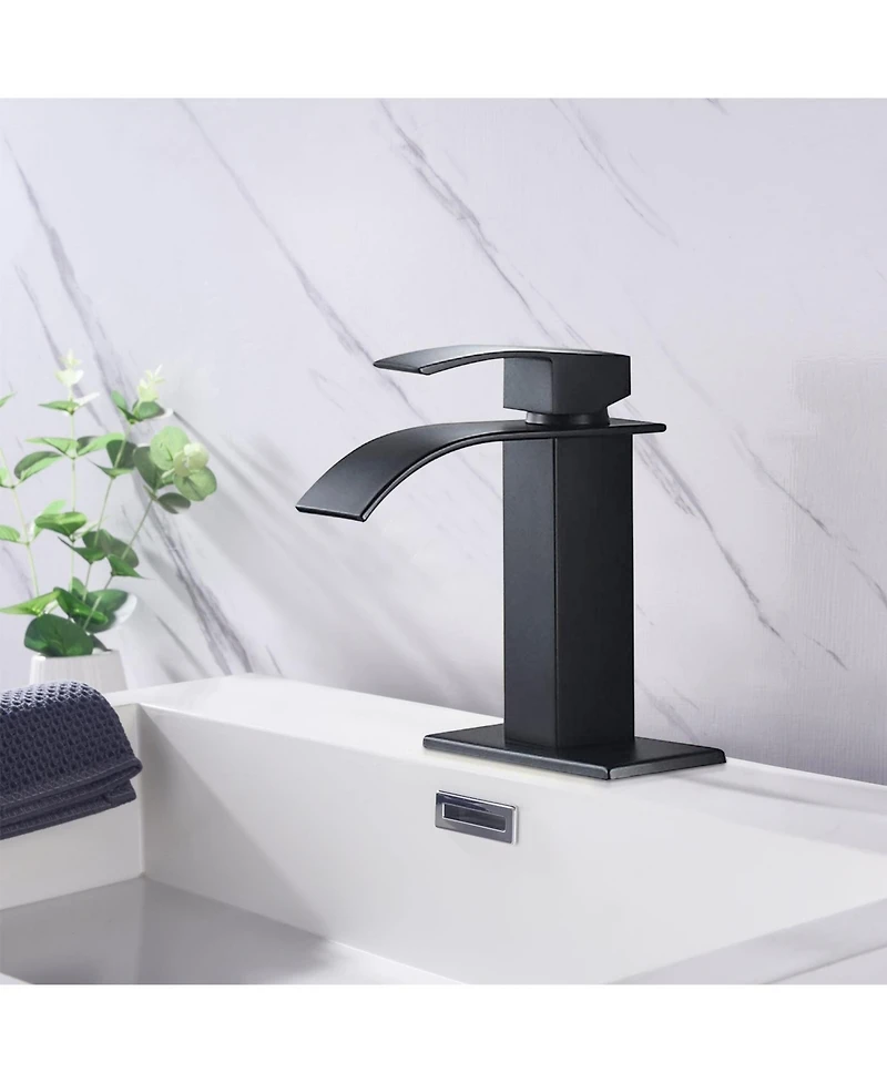 Waterfall Spout Bathroom Faucet,Single Handle Bathroom Vanity Sink Faucet