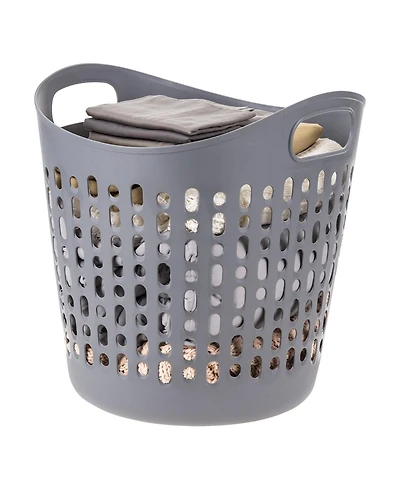 Iris Usa 3 Pack Laundry Basket 40L Durable and Flexible, Portable Round Bin, 1.15 Bushel Hamper for Storage with Ventilation Holes for Closet Dorm, Gr