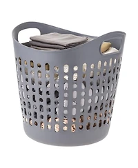 Iris Usa 3 Pack Laundry Basket 40L Durable and Flexible, Portable Round Bin, 1.15 Bushel Hamper for Storage with Ventilation Holes for Closet Dorm, Gr