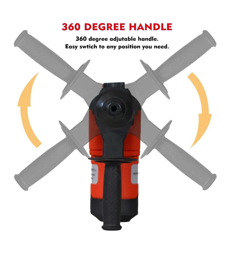Rotary Hammer 1100W(Red + Black) 1-1/2" Sds Plus Rotary Hammer Drill 3 Functions