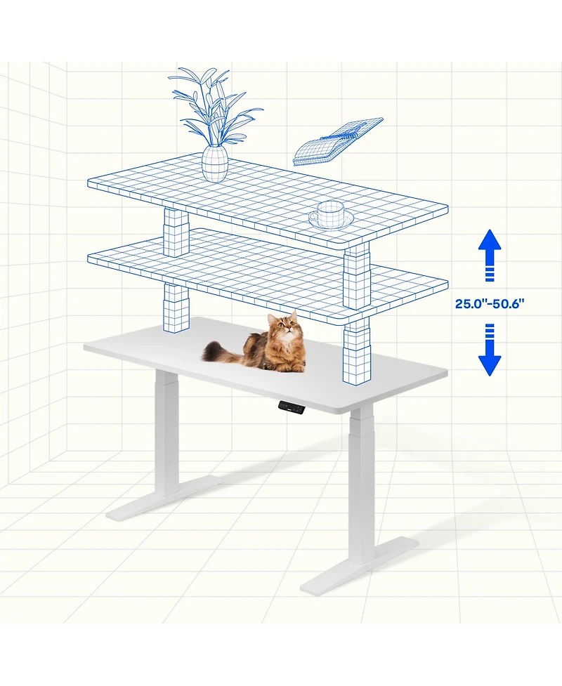 Flexispot E7-commercial 48 W Electric Adjustable Standing Desk, Rectangular Chipboard Top and Base , All White