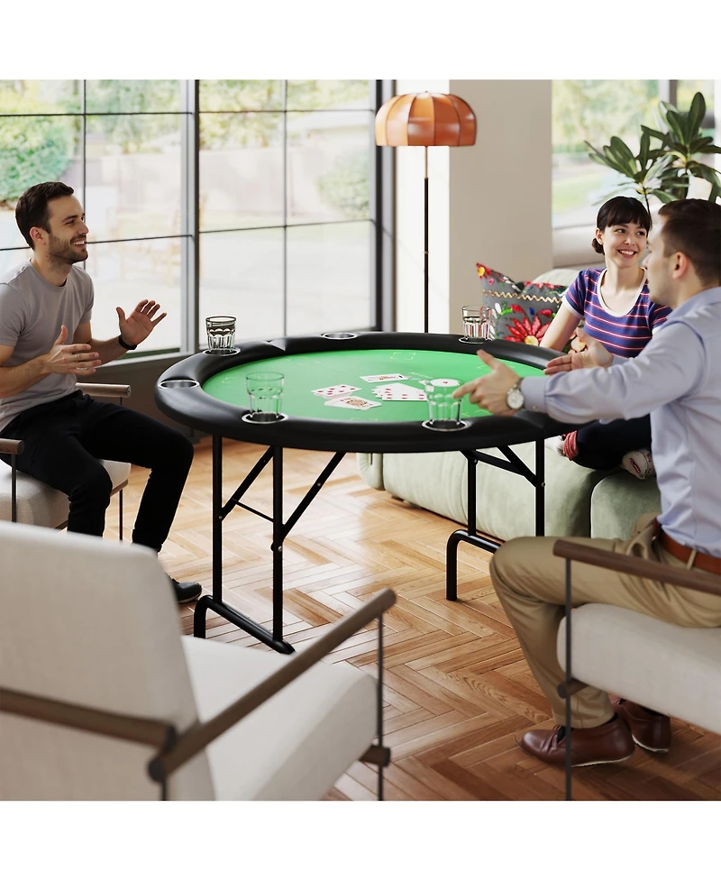 Soozier Poker Table Foldable 47" Round Card Table for 8 Players,