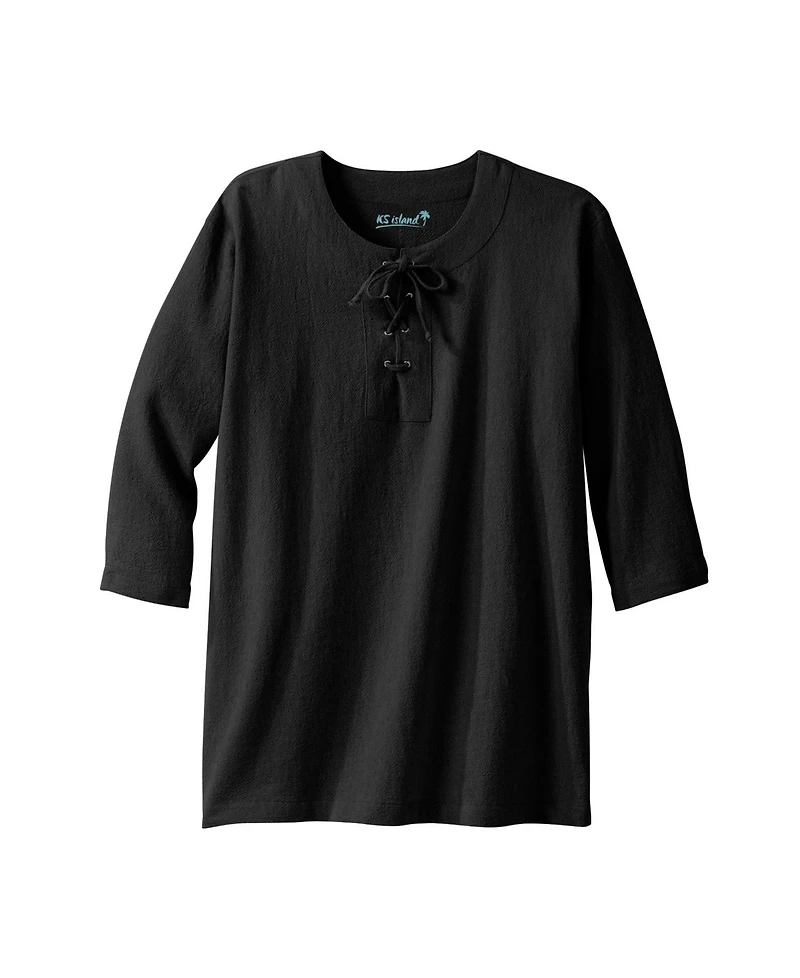 KingSize Big & Tall Gauze Lace-Up Shirt