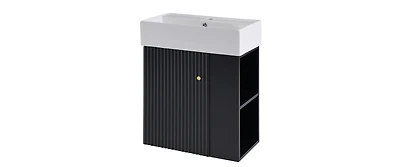 30" Bathroom Vanity with Sink Top, Bathroom Vanity Cabinet with Door and Two Drawers, Solid Wood Frame