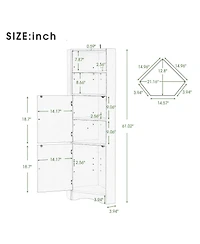 Tall Bathroom Corner Cabinet, Freestanding Storage Cabinet with Doors and Adjustable Shelves, Mdf Board, Black