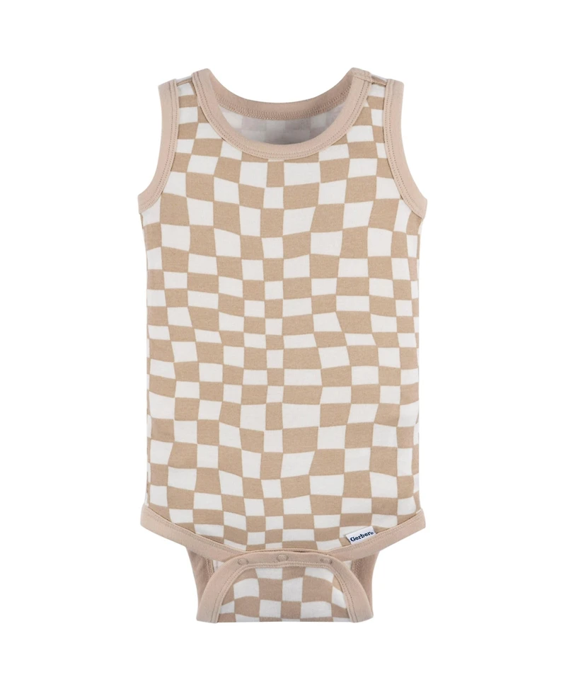 Gerber Baby Boys 4-Pack Sleeveless Onesies Bodysuits, Blue Bike