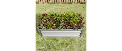Galvanized Planter Bed,Galvanized Raised Garden Bed Kit, Galvanized Planter Raised Garden Boxes Outdoor, Oval Large Metal Raised Garden Beds for Veget